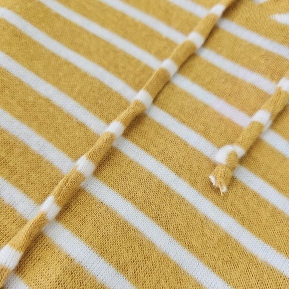 Nautical hoodie knit sweater top yellow and white small - Picture 4 of 11
